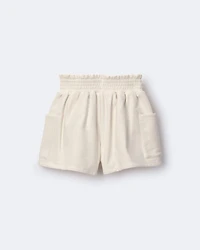 Toddler Girl Fleece Swing Short with Pockets - Cream