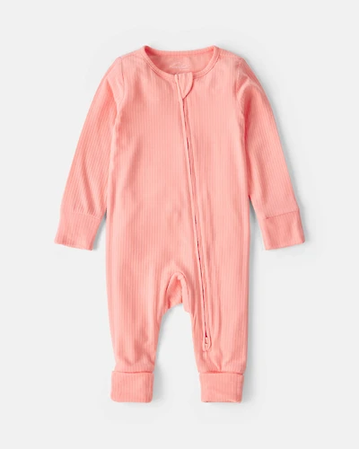 Baby Girl PurelySoft™ Snug Fit Sleeper  - Coral