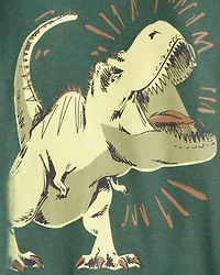 Boys Dinosaur Print 100% Cotton Long-Sleeve 4-Piece Pyjamas - Green