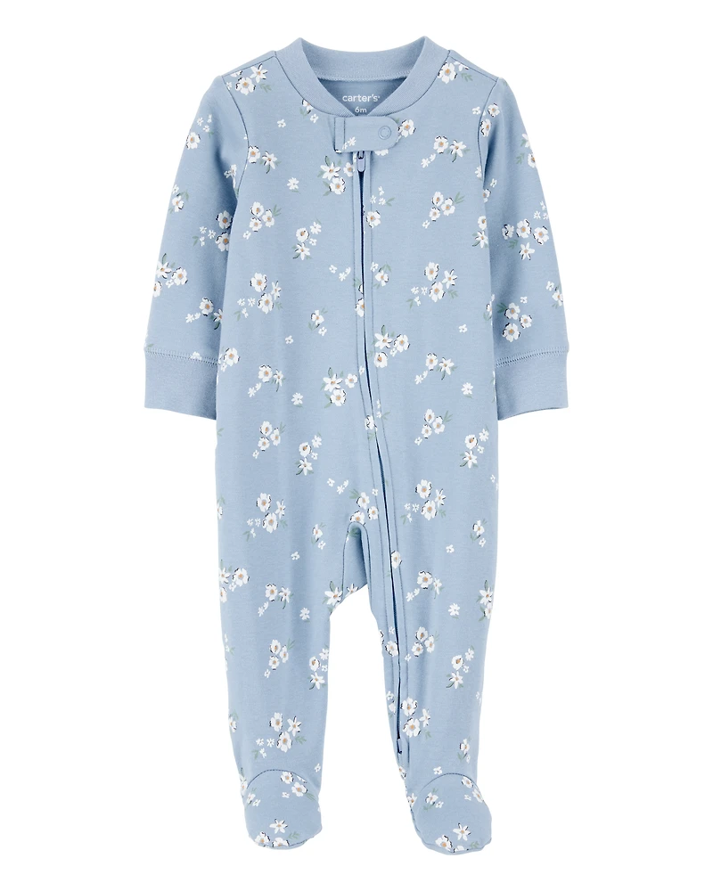 Baby Girl Floral 2-Way Zip Cotton Sleeper pyjamas