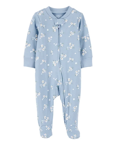 Baby Girl Floral 2-Way Zip Cotton Sleeper pyjamas