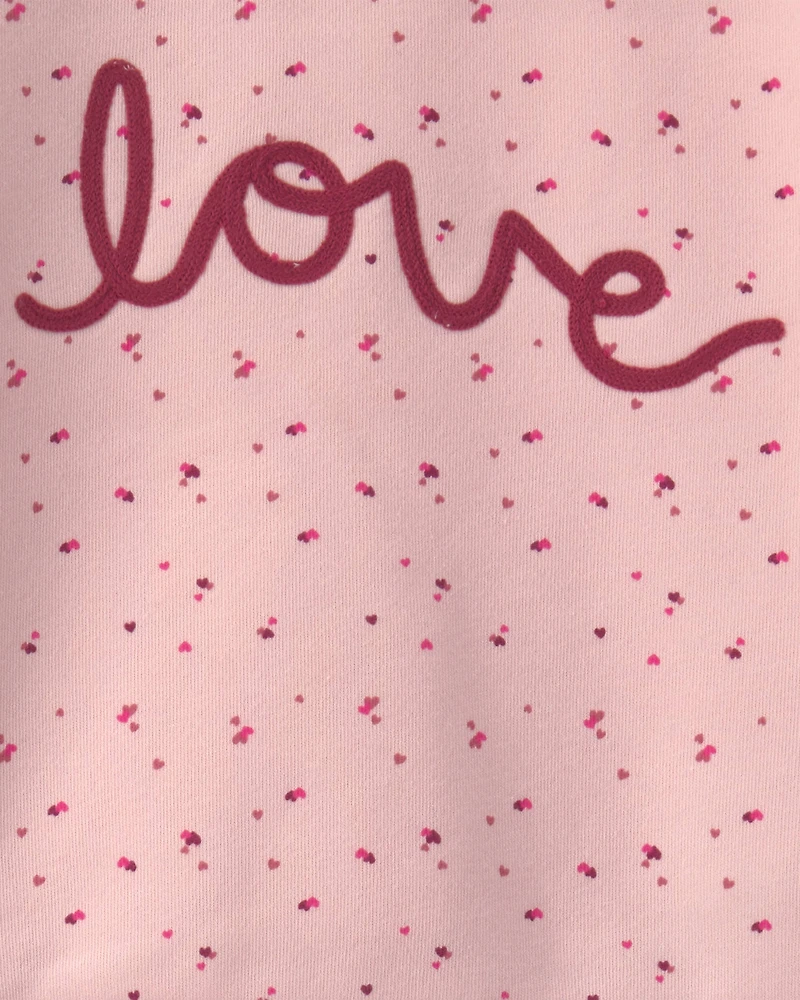Girls 2-Piece 'Love' Fleece Long-Sleeve Top & Pant Set - Pink