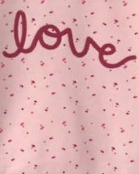 Girls 2-Piece 'Love' Fleece Long-Sleeve Top & Pant Set - Pink