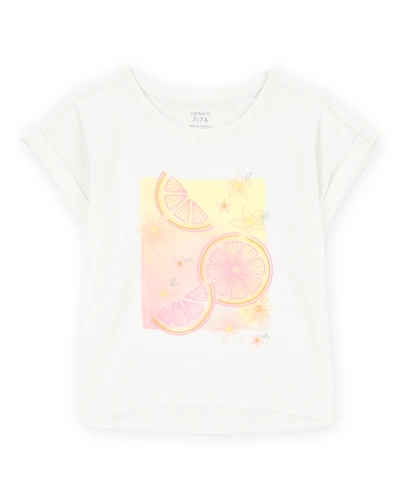 Kid Short-Sleeve Lemon Fashion Top - Ivory