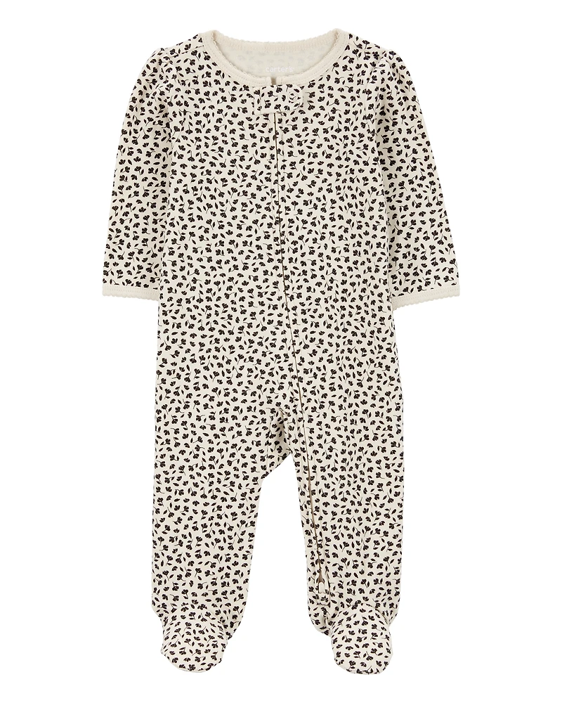 Baby Girl Floral 2-Way Zip Cotton Sleeper
