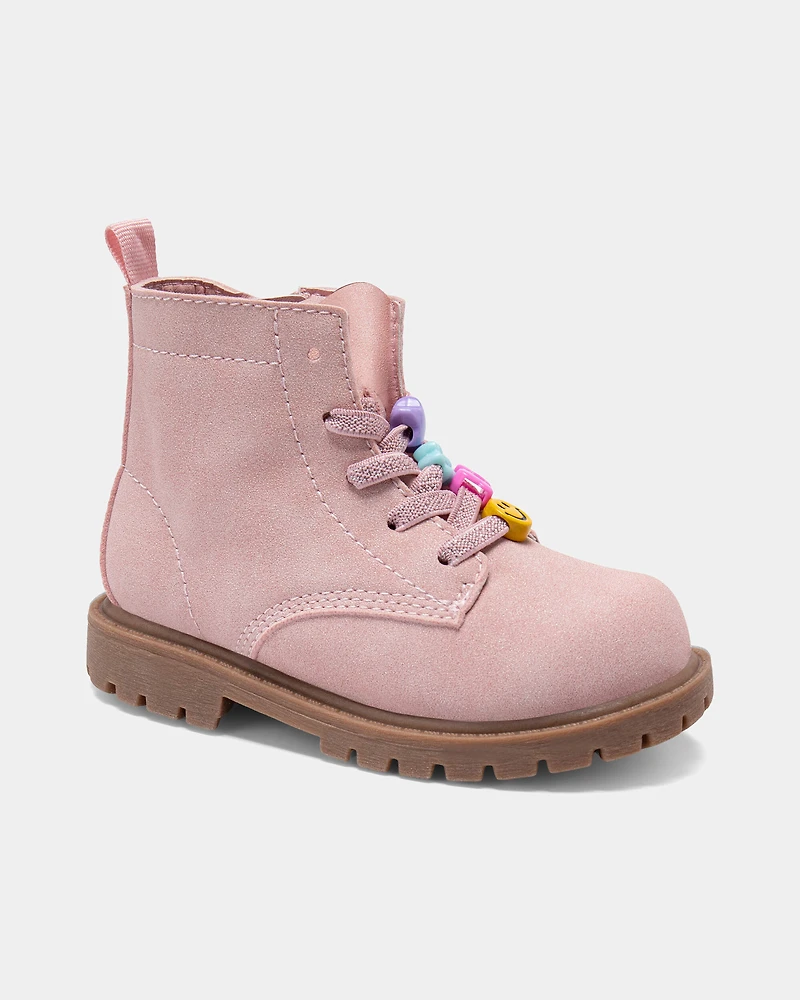 Toddler Girl Lace Charms Boots - Pink