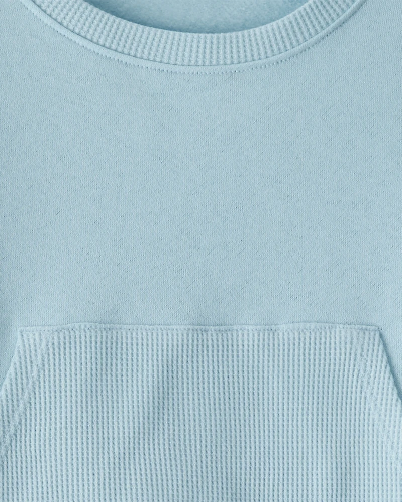 Girls Thermal Sweatshirt & Flared Pant Set - Blue