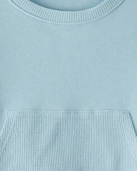 Girls Thermal Sweatshirt & Flared Pant Set - Blue