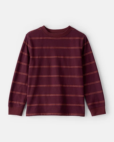 Boys Striped Long-Sleeve T-Shirt - Burgundy