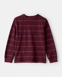 Boys Striped Long-Sleeve T-Shirt - Burgundy