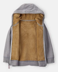 Boys Long-Sleeve Hooded Zip-Up Jacket - Grey