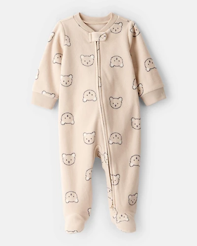 Baby Boy Bear DreamPlush Snug Fit 2-Way Zip Sleep er - Khaki