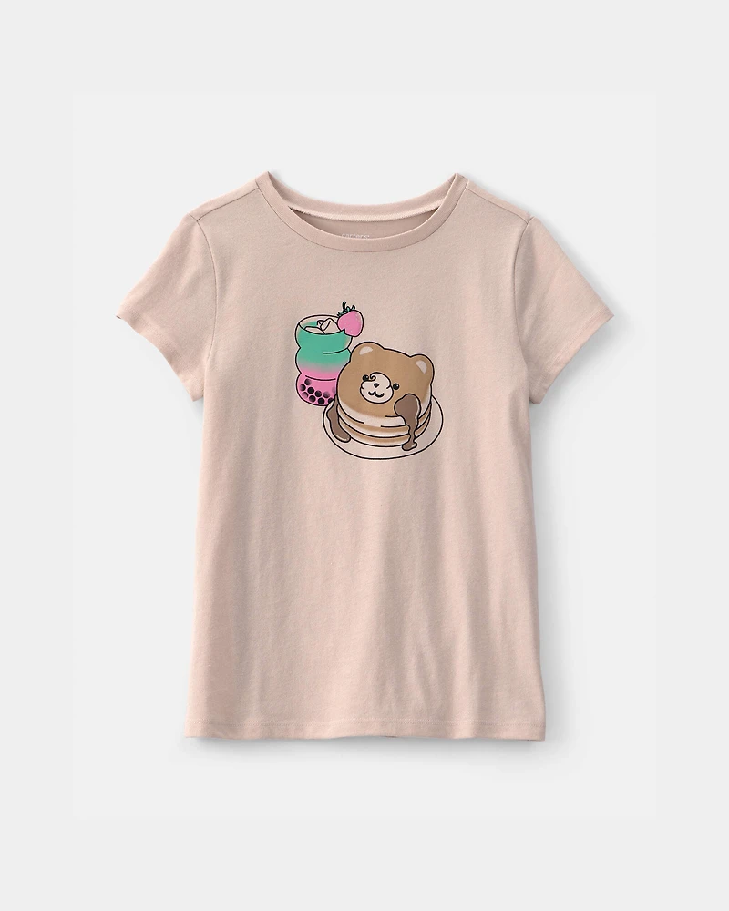 Girls Pancakes & Boba Graphic Tee - Brown