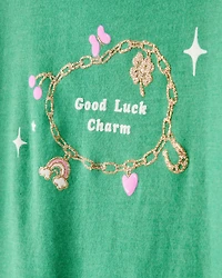 Girls St. Patrick's Day Shamrock Long-Sleeve Graphic Tee - Green