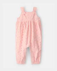 Baby Girl Eyelet Sleeveless Jumpsuit - Pink