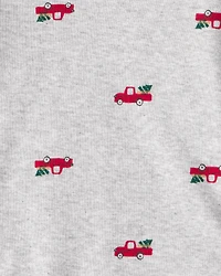 Baby Boy 3-Piece Christmas Tree & Truck Print Vest, Bodysuit Pant Set - Red/Black/Grey