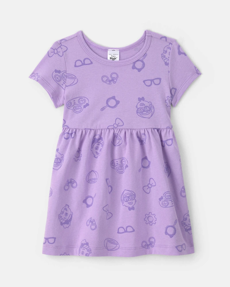 Baby Girl Blippi Short-Sleeve Dress – Lavender