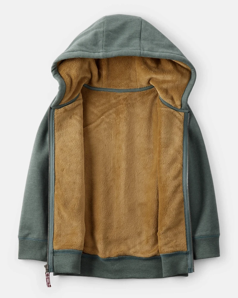 Boys Long-Sleeve Hooded Zip-Up Jacket - Green