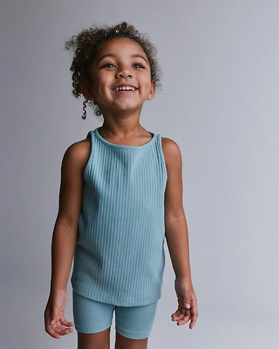 Toddler Girl Ribbed Playtime Tank - Pale Blue