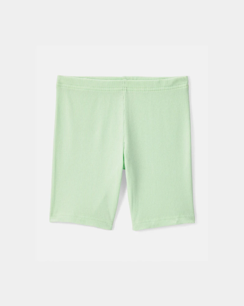 Girls Solid Bike Shorts - Green