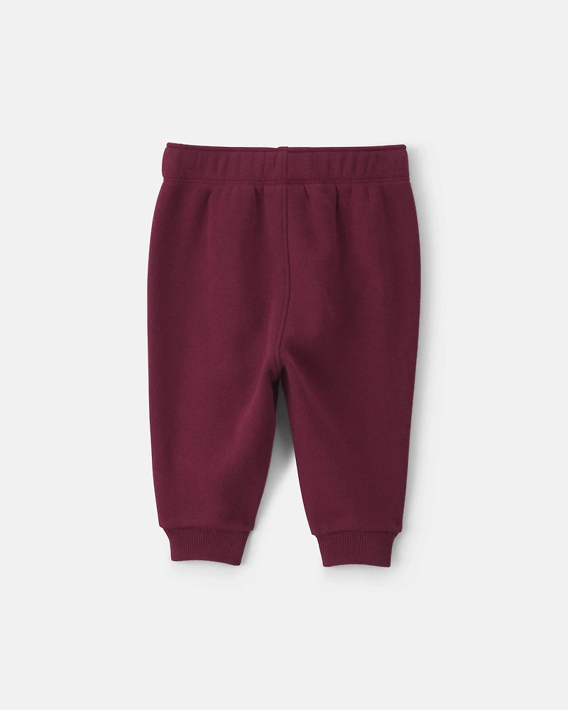 Baby Boy Fleece Pants - Burgundy