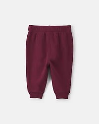 Baby Boy Fleece Pants - Burgundy