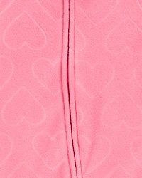 Baby Girl Heart Print Loose Fit Long-Sleeve 2-Way Zip Sleeper - Pink