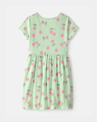 Girls Cherry Short-Sleeve Dress - Green