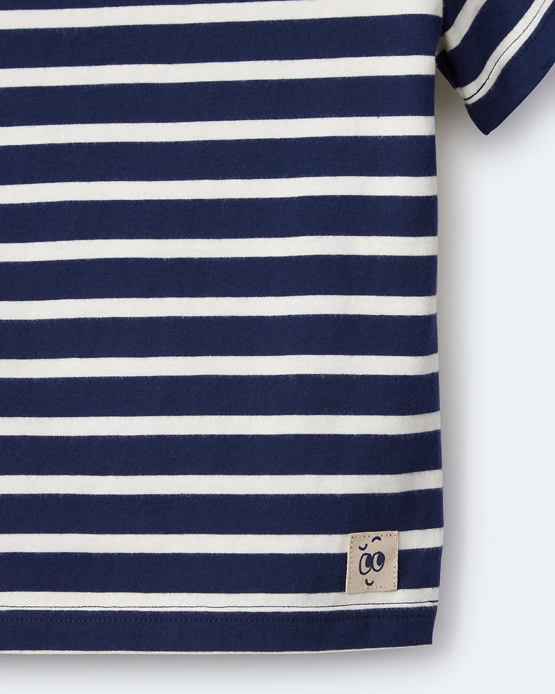 Toddler Striped Short-Sleeve Relaxed Subway Tee - Navy