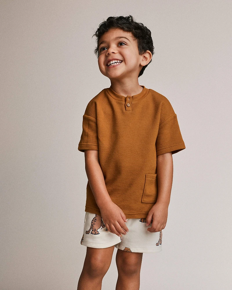 Toddler Boy Henley Tee with Pocket - Golden Yellow