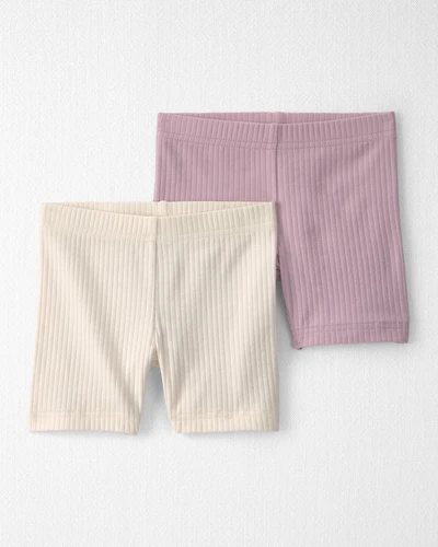 Toddler Girl 2-Pack Organic Cotton Ribbed Pedal Shorts