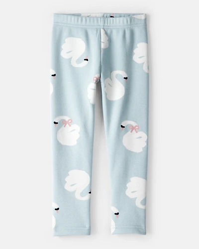 Toddler Girl Swan Pull-On Stretch Cozy Leggings - Blue