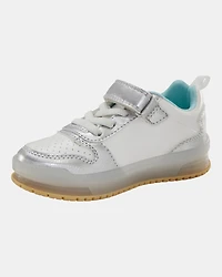 Toddler Light Up Metallic Sneakers - Silver/Aqua