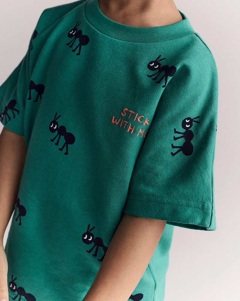 Toddler Boy Stick With Me' Dolman Tee - Dark Green