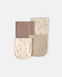 Baby Boy 4-Pack Bear Burp Cloths - Brown/Ivory