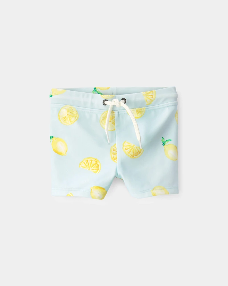 Baby Boy 2-Piece Lemon Rashguard Swimsuit Set - Yellow/Blue
