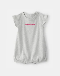 Baby Girl Momma's Mini' Short-Sleeve Romper - Grey