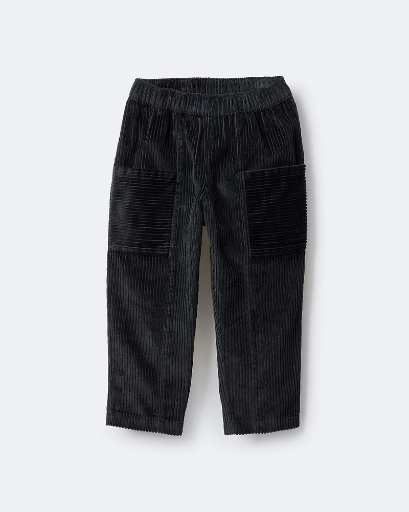 Toddler Boy Corduroy Pocket Pant - Black