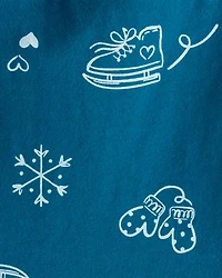 Baby Girl Winter Print Long-Sleeve Peplum Top - Blue