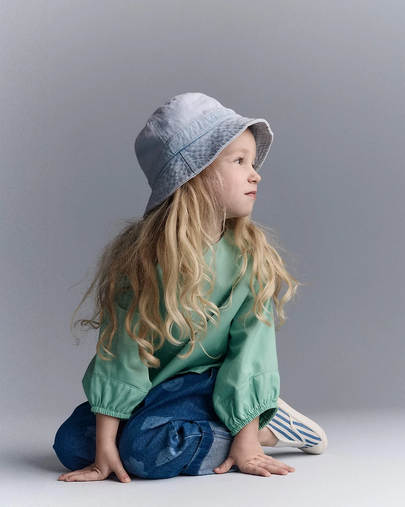 Toddler Girl Blouson Cuffed Long-Sleeve Top - Green