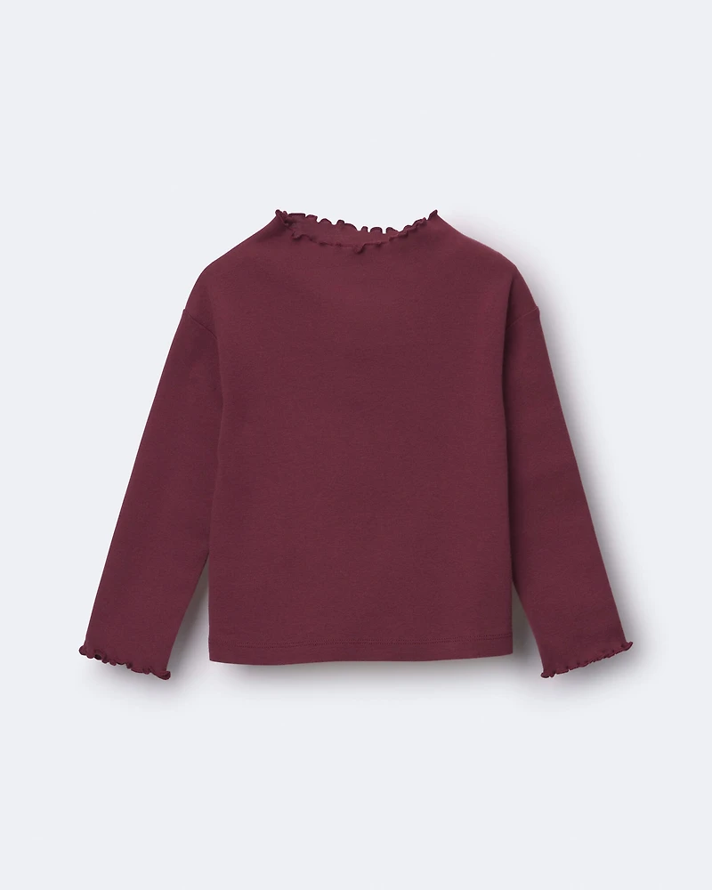 Toddler Girl Mock Neck Ruffle Long-Sleeve Top - Burgundy