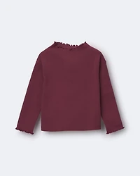 Toddler Girl Mock Neck Ruffle Long-Sleeve Top - Burgundy