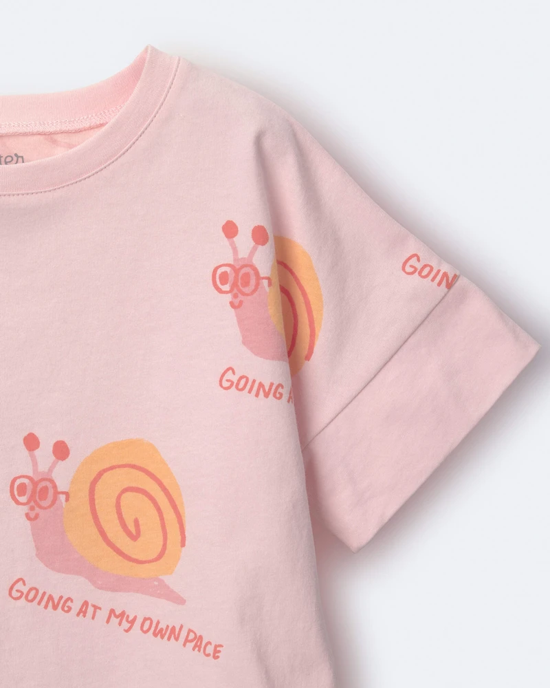 Toddler Girl 'My Own Pace' Snail High-Low Dolman Tee - Blush