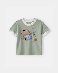 Baby Boy Camping Dinosaur Graphic Tee - Green