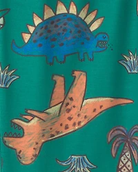 Toddler Boy Dinosaur Loose Fit 2-Piece Pyjama Set - Green/Grey
