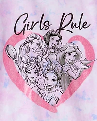 Girls Disney© Princess Rule Tie-Dye Short-Sleeve Graphic Tee - Purple/Pink