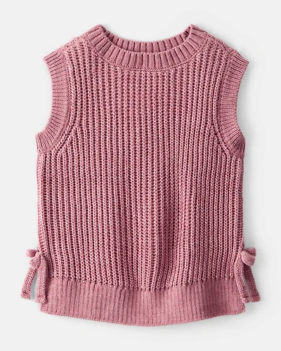 Toddler Girl Sleeveless Sweater Top - Pink