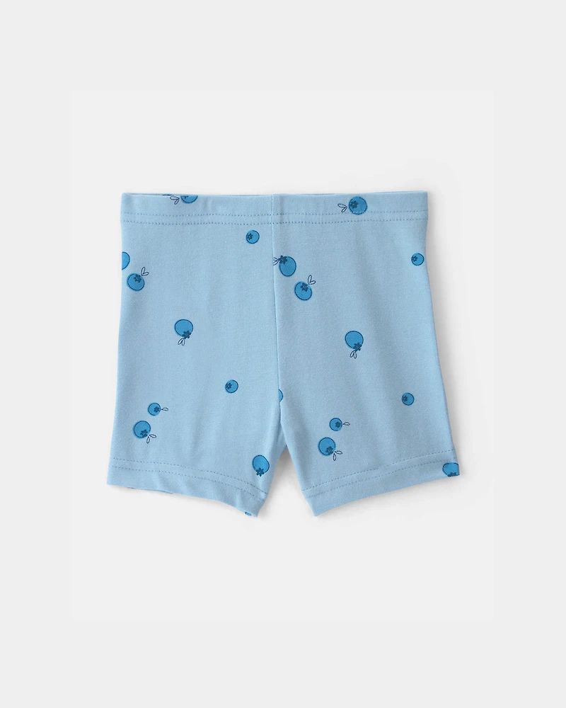 Baby Girl Blueberry Bike Shorts - Blue