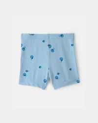 Baby Girl Blueberry Bike Shorts - Blue
