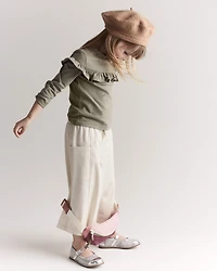 Toddler Girl Wide Leg Pocket Pant - Cream
